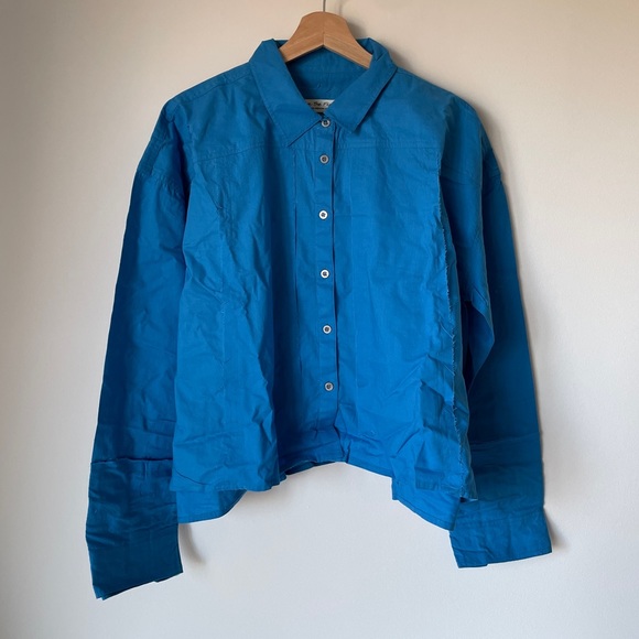 NEW Free People Remade Poplin Shirt In Catalina Blue - Picture 6 of 11